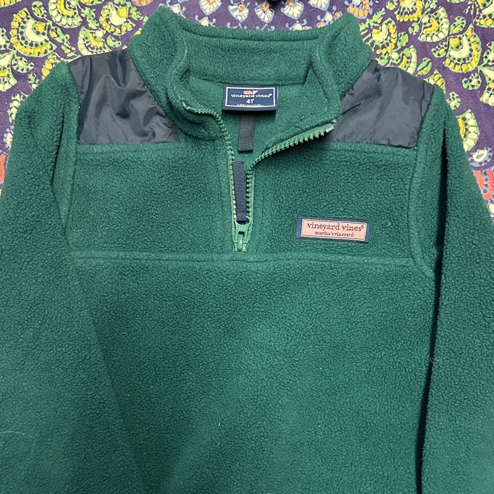 Vineyard Vines Kids Forest Green Fleece Pullover